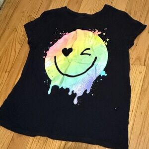 Place Black Tee with Colorful Smiley Design